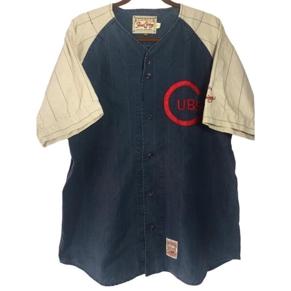 Retro Chicago Cubs Baseball Jersey Men's Blue Large Copperstown Collection - Picture 2 of 7